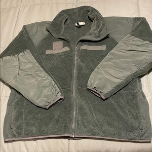 Men’s Green Fleece Military Zip Up Sweater